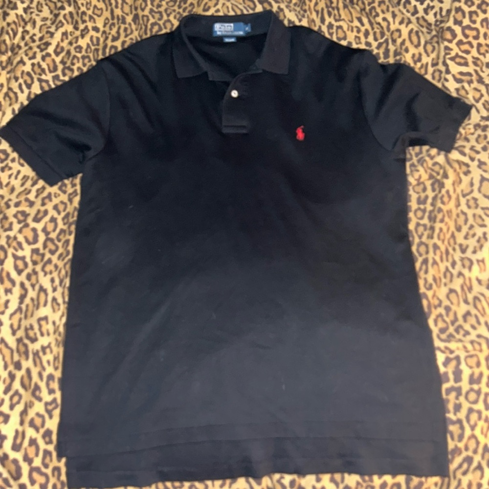 Black polo with red pony